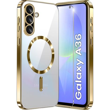 Funda para Samsung Galaxy A36 5G, Electro MagSafe, color dorado + protector de pantalla de cristal (1/5)