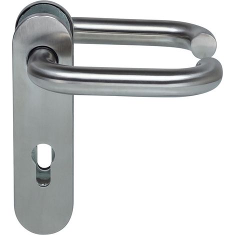 Hörmann FS Drückergarnitur D-110 Kurzschild PZ, Gleitlager Edelstahl - 535303