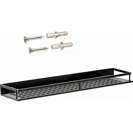 L&H-Cfcahl – Étagère de douche 50cm en acier inoxydable noir – Antirouille – Facile à installer – Drainage efficace – Design minimaliste