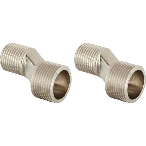 Lot de 2 raccords excentrés mâle/mâle 15 x 21 mm – Laiton finition laiton – Filetage sortie 20 x 27 mm – Pour installations plomberie