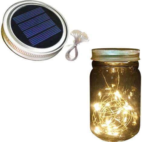 Couvercle de Luminaires LED Étanches pour Bocaux - Décoration Jardin, Terrasse, Mariage