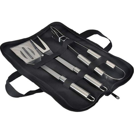 Ensemble d'outils de barbecue, kit d'ustensiles de barbecue en acier inoxydable avec sac de transport, spatule, pinces et accessoires d'outils de barbecue pour la cuisson au barbecue (1/5)