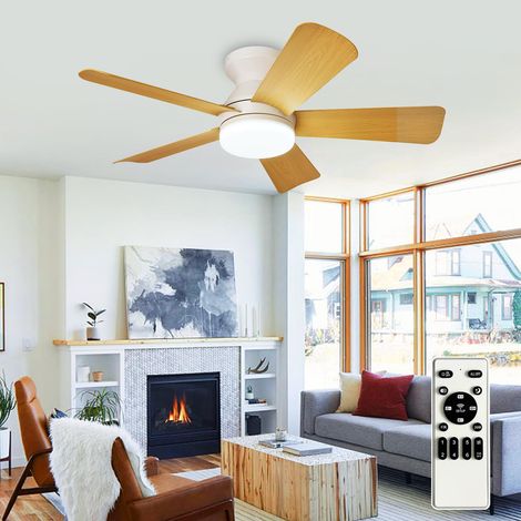 Ventilateur de plafond moderne avec éclairage : petit ventilateur noir de 89 cm (35 pouces)- Ventilateur de plafond discret à intensité variable avec télécommande, montage encastré, 5 pales réversible (1/5)