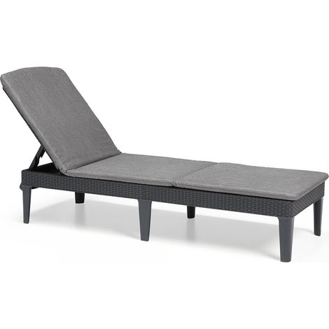 Dmora - Sonnenliege Glace, Gartenliegestuhl, Klappbett für den Außenbereich, Liegendes Feldbett, 188x58 h29 cm, Anthrazit und Grau