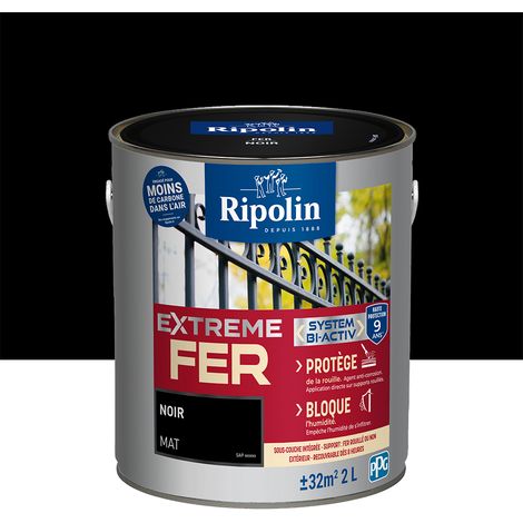 Ripolin – Peinture fer 395991 – 2 L noir mat – Protection contre rouille et corrosion – Application simple et rapide (1/4)