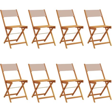 Maison Exclusive - Sedie Giardino Pieghevoli 8pz Tortora Tessuto e Legno Massello