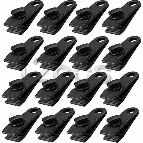 Lot de 12 pinces à bâche robustes, pinces instantanées pour auvent, tentes, bâches, camping-cars, jardin, pare-soleil, noir (12) (1/4)