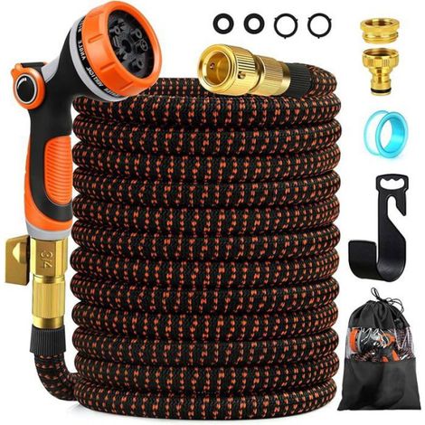Tuyau Arrosage Extensible 15m Tuyaux arrosage Embout 10 Modes Pistolet 3/4 1/2 Raccord Adaptateur 15m TUYAUX DE CHICHA (1/5)