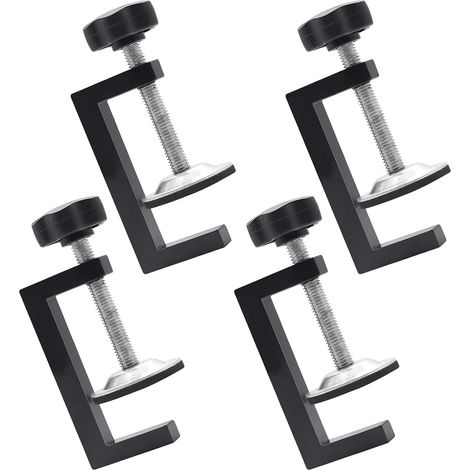 Kit de 4 abrazaderas de acero inoxidable, rango de sujeción de 10 a 57 mm, abrazadera de mesa ajustable para instalación de cajones, montaje en construcción y hogar (1/5)