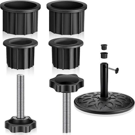 Accessoires pour pied de parasol : 2 vis à molette, vis pour base de pied de parasol, capuchon pour mât de parasol (1/4)