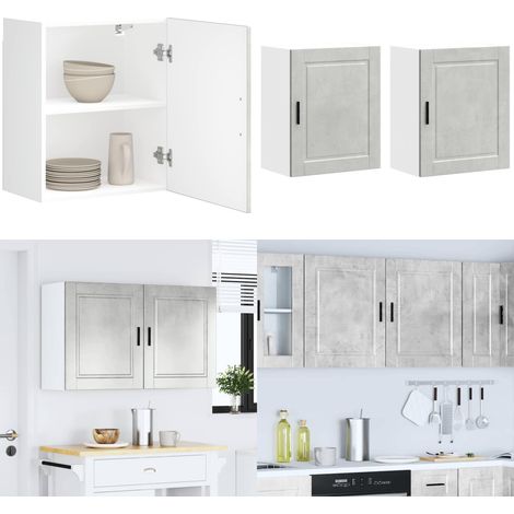 vidaXL Küchen-Hängeschränke 2 Stk. Porto Betongrau Holzwerkstoff (1/5)