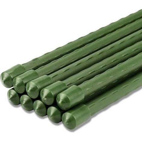 Packung mit 10 Pflanzenstäben aus Stahl, 60 cm lang, 8 mm Durchmesser – UV- und chemikalienbeständig – geriffelte Oberfläche für besseren Halt (1/3)