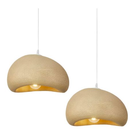 royaluxe- 2X 30CM Lustre Personnalisé Créatif D'Intérieur Plafonnier Rétro E27 Suspension Lustre Moderne Jaune (1/5)