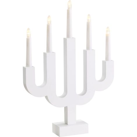 Bougeoir LED en MDF Décoration de Noël Intérieur Éclairage Blanc Bjorkan