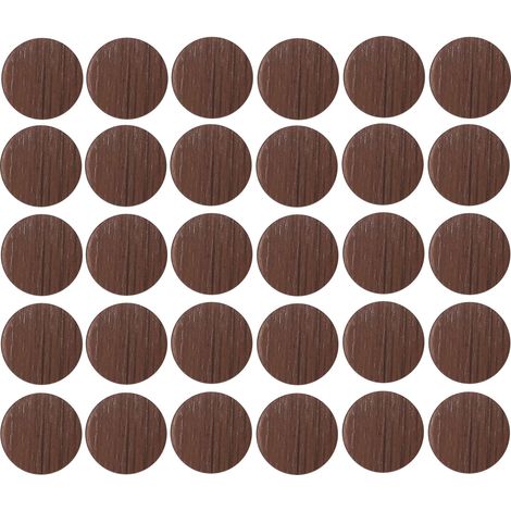 30x Copriviti adesivi 20 mm plastica viti copertura coperchi tappi riparazione mobili, Marrone rovere liscio (1/3)