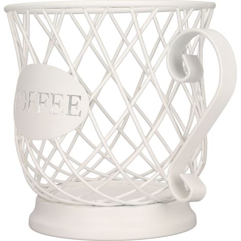 Panier de rangement en fer forgé blanc pour capsules de café, corbeille à fruits, égouttoir design européen (1/5)