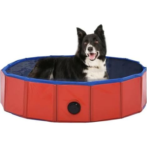 PRO7233Super Piscine pour Chien Pliable - Baignoire Baignade Portable Bain Animal Extérieur Intérieur Rouge 80x20 cm PVC (1/4)