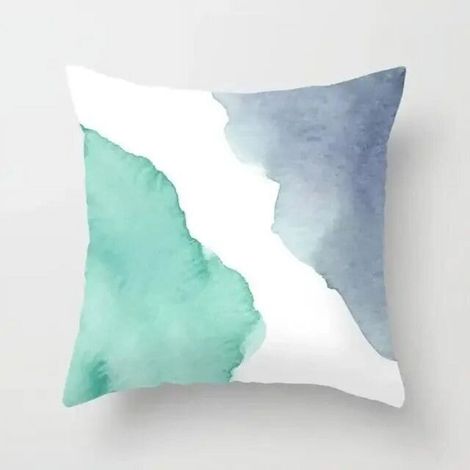 Taie D'oreiller - Coton Linen Mélangé - Motif Aquarelle Abstrait Double Face - Pour Canapé Lit Chaise Bureau Extérieur - 40x40 cm (1/5)