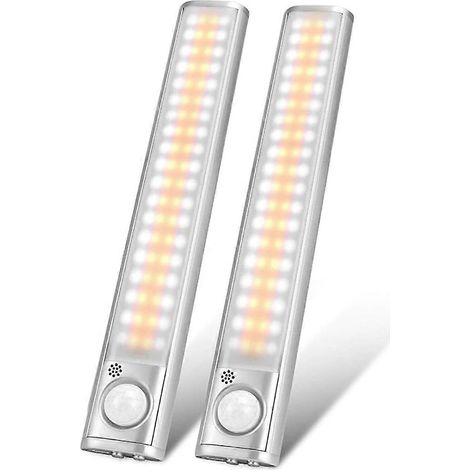 Set mit 2 LED-Bewegungsmelderleuchten für den Kleiderschrank, 40 cm, USB-aufladbar, 80 LEDs, Nachtlichter für Küche, Ankleidezimmer, Garage, Schlafzimmer. (1/5)