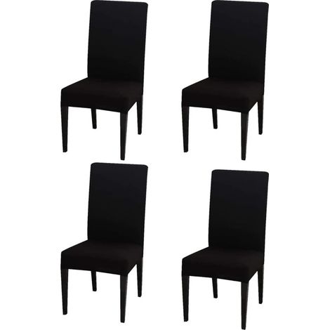 Ensemble de chaises noires 4 pièces, housse de chaise à dossier haut 383847cm, moderne, élastique et lavable, convient pour la salle à manger et la cuisine (1/5)