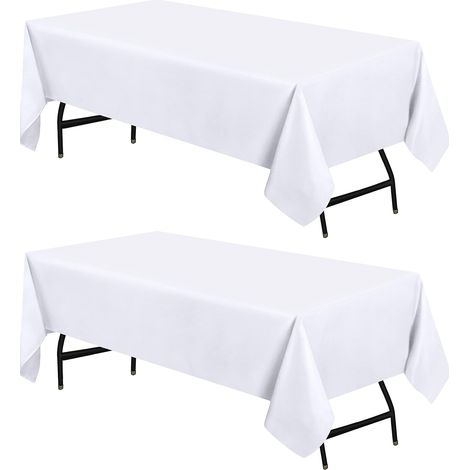 Set mit 2 rechteckigen Tischdecken 60 x 102 Zoll, maschinenwaschbare weiße Tischdecke, perfekt für Partys, Hochzeiten und Festivals (60 x 102 Zoll) (1/5)