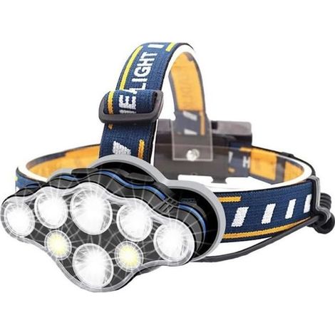 Lampe frontale avec 8 LED rechargement USB lampe phare puissante IPX4 étanche 8 mode d\'éclairage pour casque Pêche Vélo Camping (1/4)
