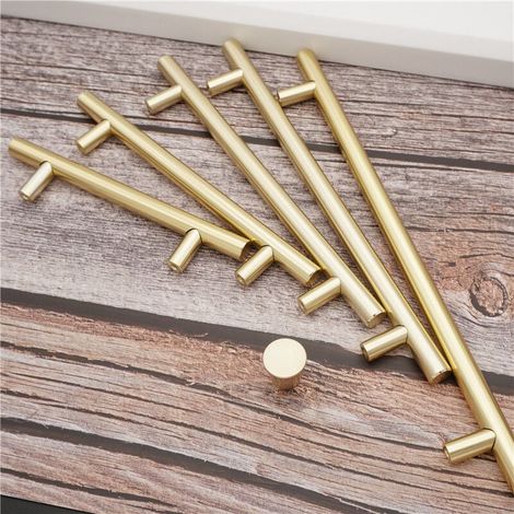 Küchenschranktürgriffe aus gebürstetem Messing, Edelstahl-T-Stangenknöpfe, 256 mm Mittenabstand, 2 Stück