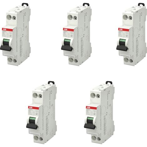 ABB Lot de 5 disjoncteurs Ph+N raccordement Vis 20A-4,5Ka - Courbe C (1/3)