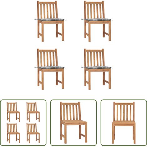Gartenmöbel Holz -  Gartenstühle 4 Stk. mit Kissen Massivholz Teak (1/5)