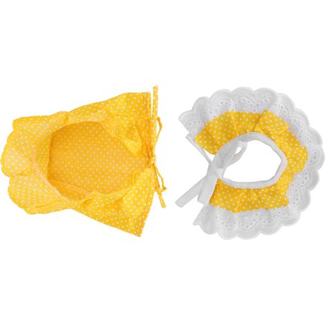 Bavoir en dentelle adorable pour animaux de compagnie, écharpe respirante, chapeau à pois, petit cochon, accessoires de décoration pour animaux de compagnie, pois jaunes (1/5)