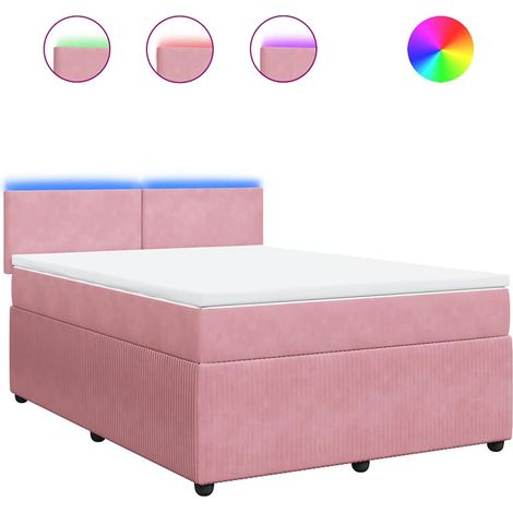 Maison Exclusive - Giroletto a Molle con Materasso Rosa 140x190 cm in Velluto