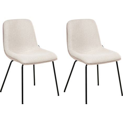 Conjunto de 2 sillas de comedor sin reposabrazos diseño escandinavo tapicería fácil limpieza beige Lorida (1/5)