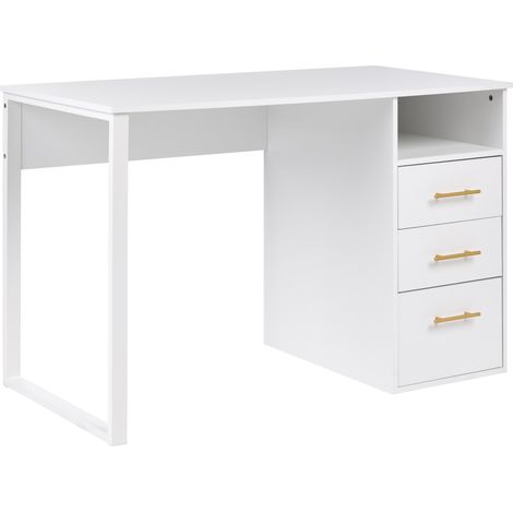 Escritorio minimalista para oficina en casa con cajones de aglomerado 120 x 60 cm blanco Zerlay