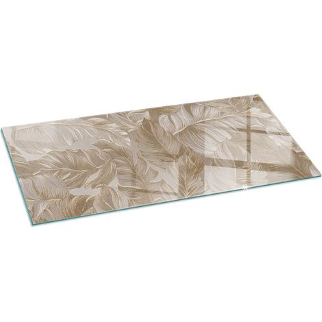Plaque de protection de sol en verre pour cheminée ou poêle moderne anti-chaleur et étincelles Feuilles en motifs subtils 125x50 cm (1/5)