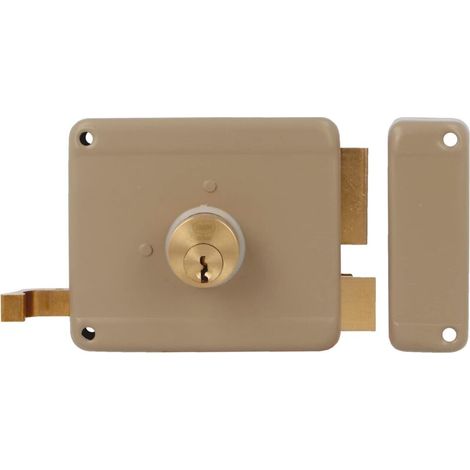 Serrure en applique et verrous 77 100 x 85 mm Acier Beige - Droite (1/4)
