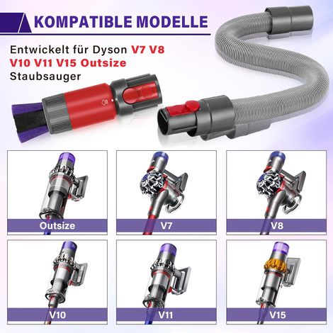 Kit di 2 spazzole antigraffio per aspirapolvere Dyson, per accessori Dyson v7 V8 V10 V11 V15, con tubo flessibile di prolunga, per accessori universali per aspirapolvere Dyson (1/4)
