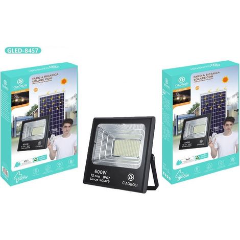 Lampe Led Solaire à Charge Ip67 600 W Avec Télécommande Crépusculaire Gled-8457 (1/2)