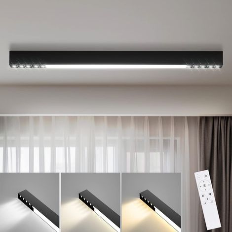 GBLY Deckenlampe LED Deckenleuchte Wohnzimmer - Wohnzimmerlampe Lang 32W Küchenlampe Schwarz Modern Dimmbar mit Fernbedienung 107CM Büro Deckenbeleuchtung Schlafzimmerlampe für Schlafzimmer