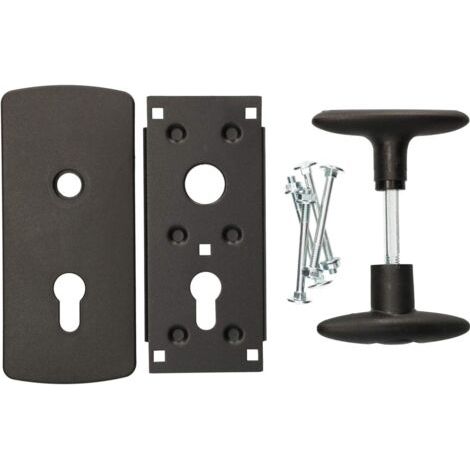 Poignée de portail de garage 76 x 173 mm – Éléments de montage avec plaque de porte, ferrures et poignée-NANOTEH (1/4)