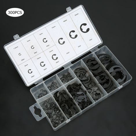 Anneaux élastiques en acier au carbone noir, kits de circlips de retenue internes en E, accessoires pour machines élastiques (1/5)