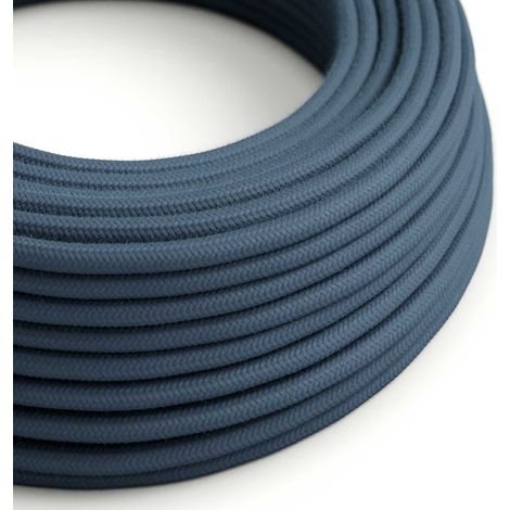 Fil Électrique Rond Gaine De Tissu De Couleur Coton Tissu Uni Gris Pierre RC30 5 mètres - 3x0.75 (1/4)
