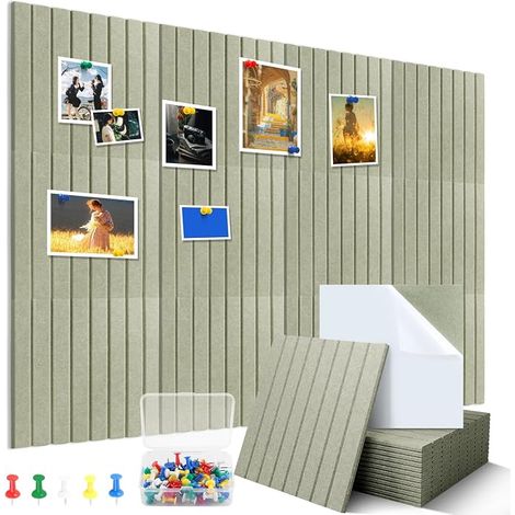 Adesivo per bacheca in feltro 30 x 30 cm pannello da parete decorativo in feltro con puntine per scuola casa cucina ufficio strisce verticali verdi (1/5)