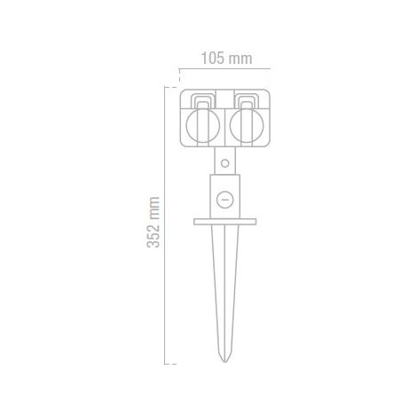 Estaca base schuko doble jardín matel IP44 (1/2)