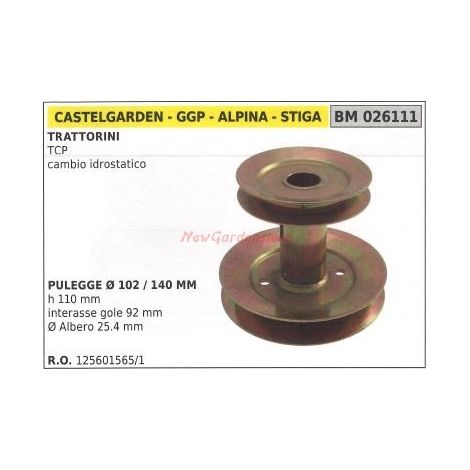 Puleggia per trattorino rasaerba tosaerba TCP cambio idrostatico GGP 026111