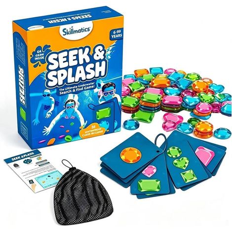 99 pièces Jeu de Recherche sous Marine, Jeu de Plongée avec Pierres Précieuses, avec 64 Pierres Précieuses et 35 Cartes étanches, Jouet de plongée avec Sac en Filet, Jeux Aquatiques (1/5)