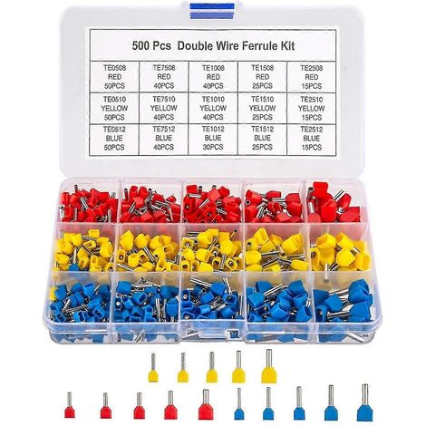 Kit de cosses doubles pour fils, 500 cosses à sertir isolées, Cor Edition 528 (1/5)