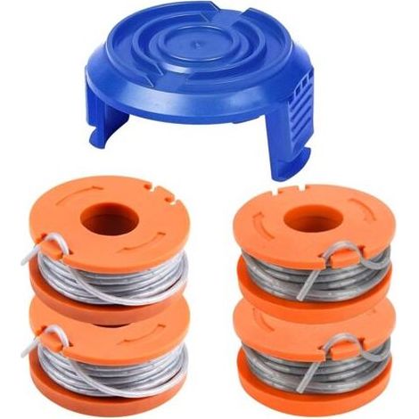 Bobine de fil compatible avec Mac Allister MGTP18Li - 1,65 mm - WX150 - Bobine de rechange pour débroussailleuses Macallister (4 bobines + 1 couvercle) (1/5)