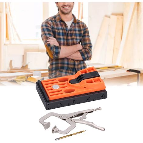 Winkelbohrer in Orange + 9,5-mm-HSS-Bohrer + Hochleistungsklemme zur Montage von Holzplatten mit magnetischen Bohr- und Positionierungshilfswerkzeugen (1/5)