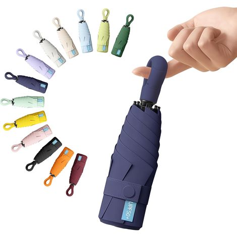 Parapluie compact de voyage : boucle anneau, 6 nervures, ultra léger et résistant, pour homme et femme, se glisse dans un sac. (1/5)