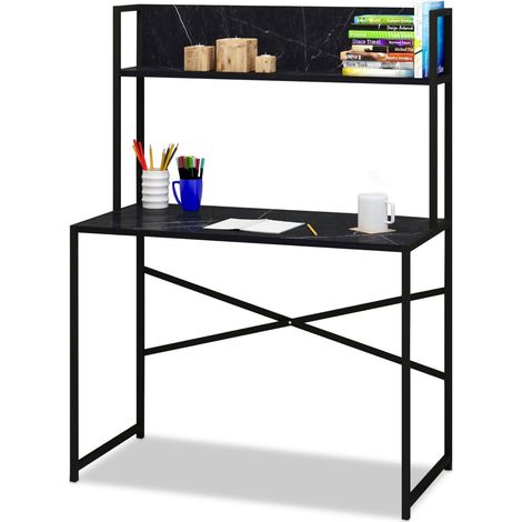 Bureau avec étagère style industriel Buzelin L100xP50cm Noir